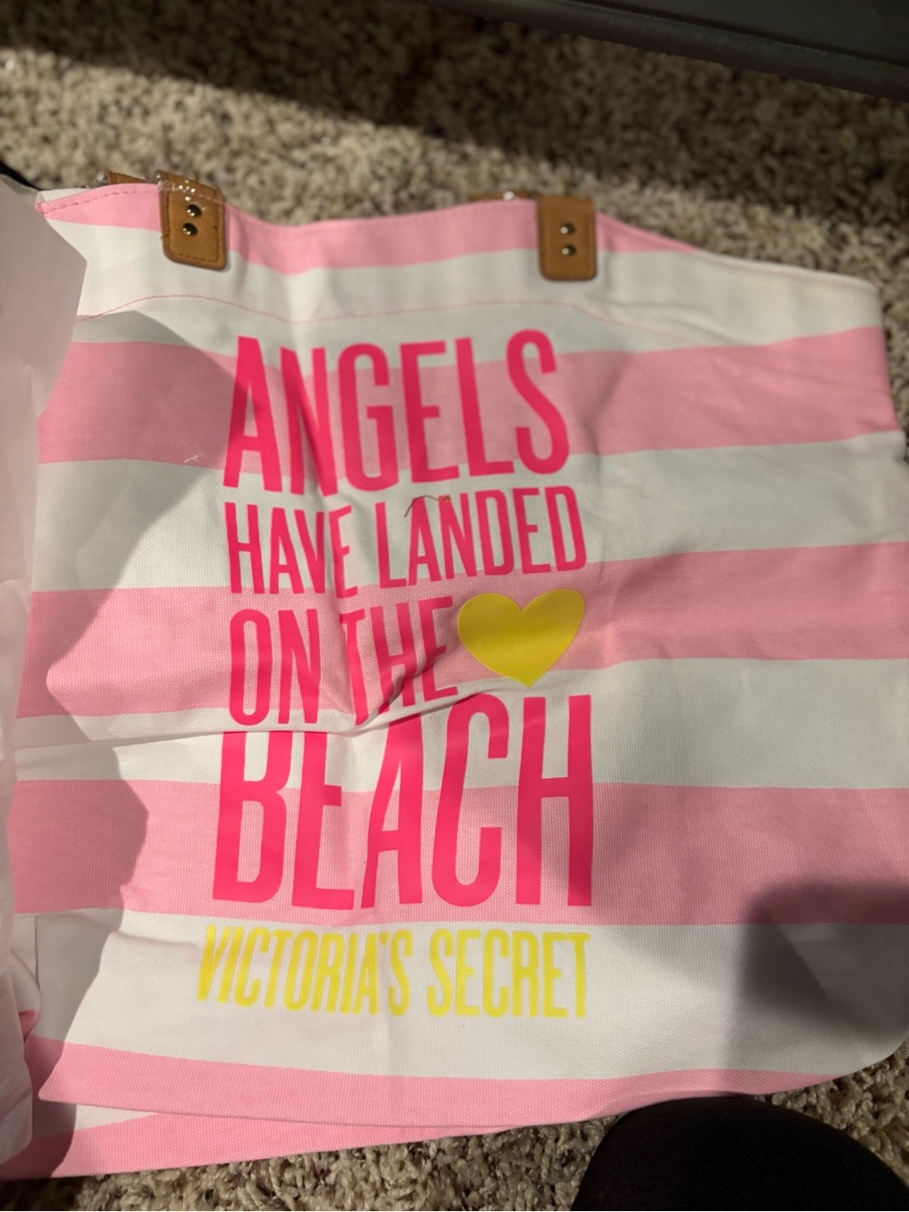 Victoria's Secret Pink and White Striped Tote